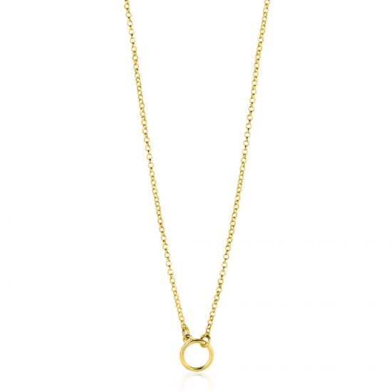 ZINZI Gold Plated Sterling Silver Necklace with Open Circle 40-45cm ZIC2523G