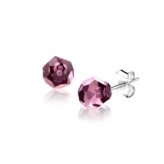 6mm ZINZI Sterling Silver Stud Earrings with Purple Beads ZIO1317P