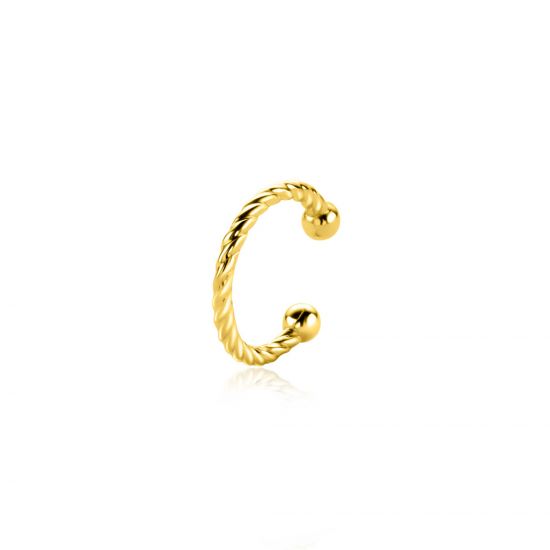 12,5mm ZINZI Gold Plated Sterling Silver Ear Cuff Twisted Tube (price per piece) ZIO-CUFF3G