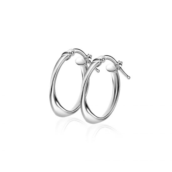 20mm ZINZI silver hoop earrings with a twisted tube and practical top closure, ZIO-BF95