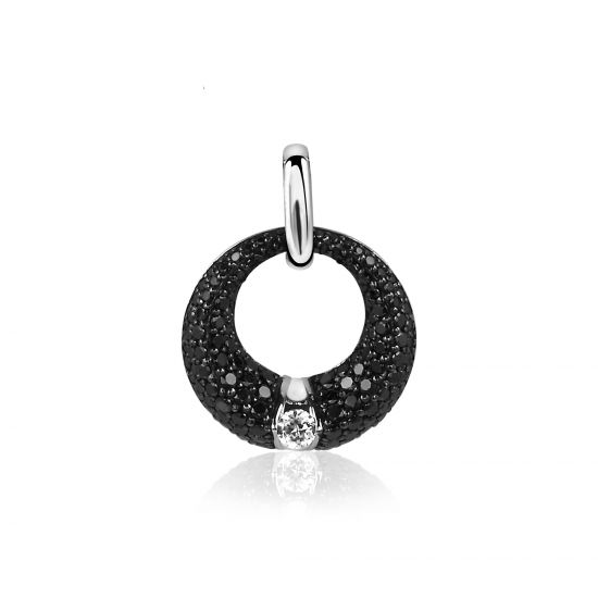 ZINZI Sterling Silver Round Pendant Black ZIH1016Z