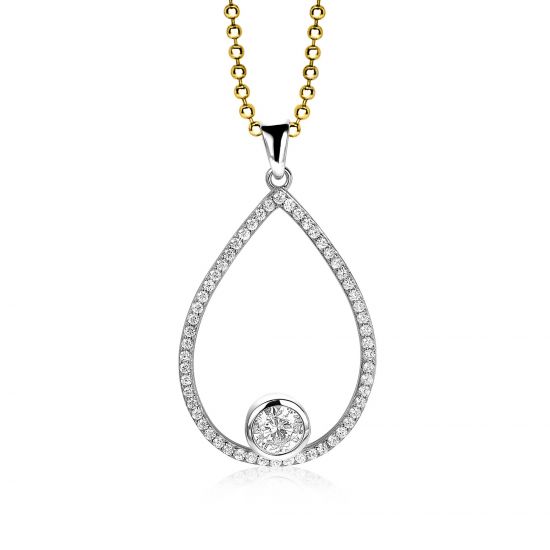 45mm ZINZI Sterling Silver Pendant Open Drop White ZIH1747