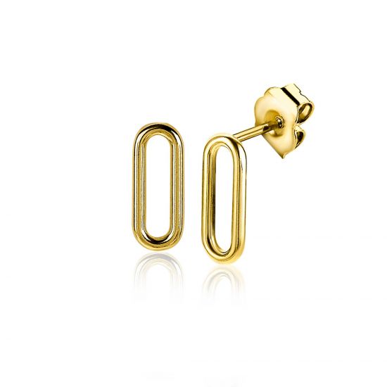 14mm ZINZI Gold Plated Sterling Silver Stud Earrings Oval ZIO2210G