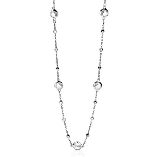 ZINZI Sterling Silver Fantasy Necklace Round White 45cm ZIC1550