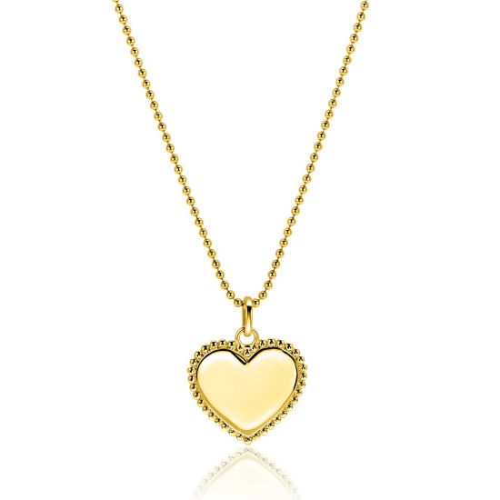 21mm ZINZI gold plated silver heart pendant with pearl rim for engraving ZIH2653G (without chain)