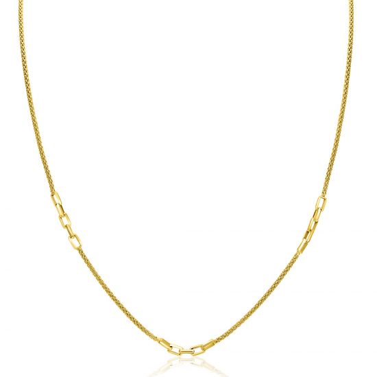 ZINZI zlv. collier gg.verg. popcorn en schakels 45/48