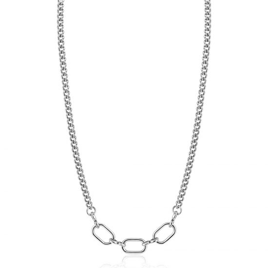 ZINZI Sterling Silver Chain Necklace with 3 Large Oval Chains 40-45cm ZIC2419