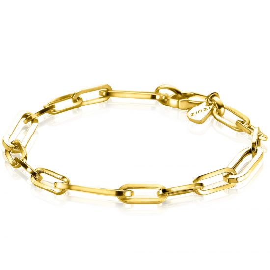 ZINZI Gold Plated Sterling Silver Bracelet Oval ''Closed Forever'' Chain width 6mm ZIA1990G