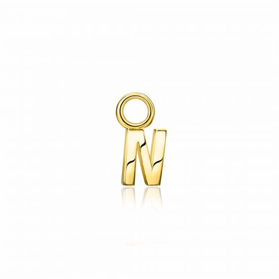 ZINZI Gold Plated Letter Earrings Pendant N price per piece ZICH2145N (excl. hoop earrings)