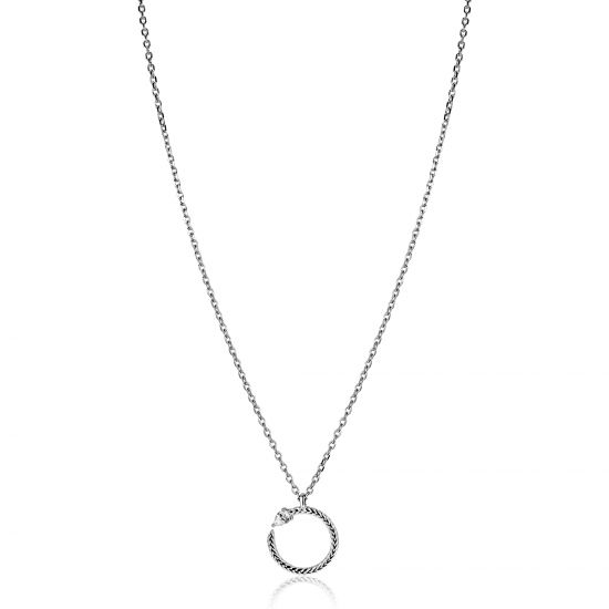 ZINZI zlv. collier met open ronde slanghanger zirc.