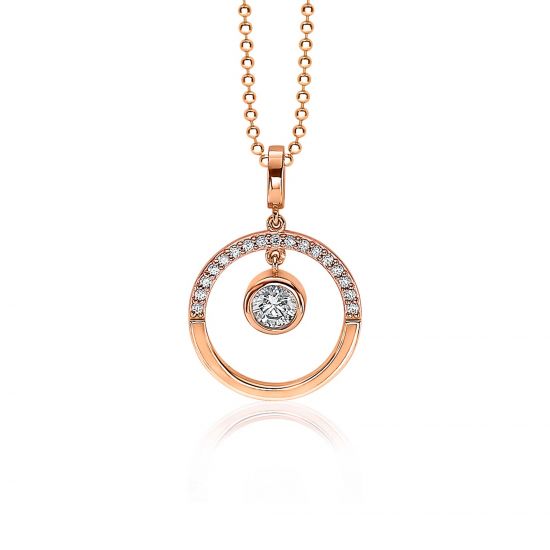 18mm ZINZI Rose Gold Plated Sterling Silver Pendant Open Circle Round White Zirconia ZIH1813R