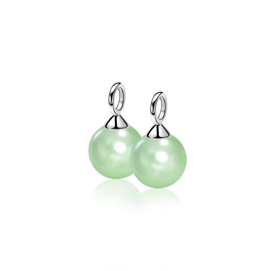 10mm ZINZI Sterling Silver Earrings Pendants Pearl Green ZICH266M (excl. hoop earrings)