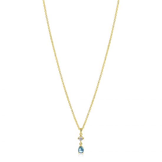 ZINZI zlv.collier gg.verg.hanger peer blauw/VK zirc
