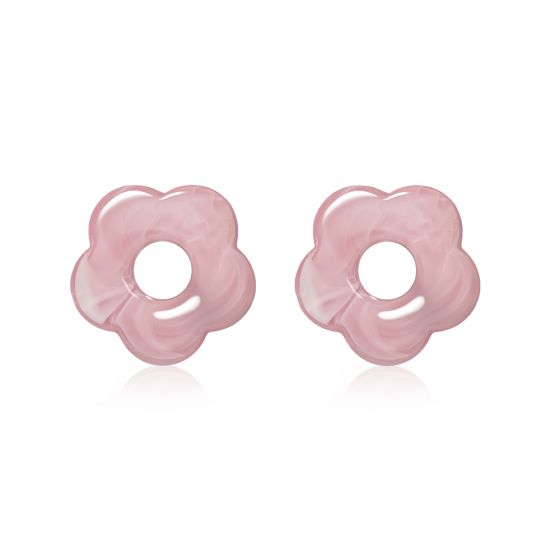 26mm flower-shaped pink synthetic earring charms ZICH2720R