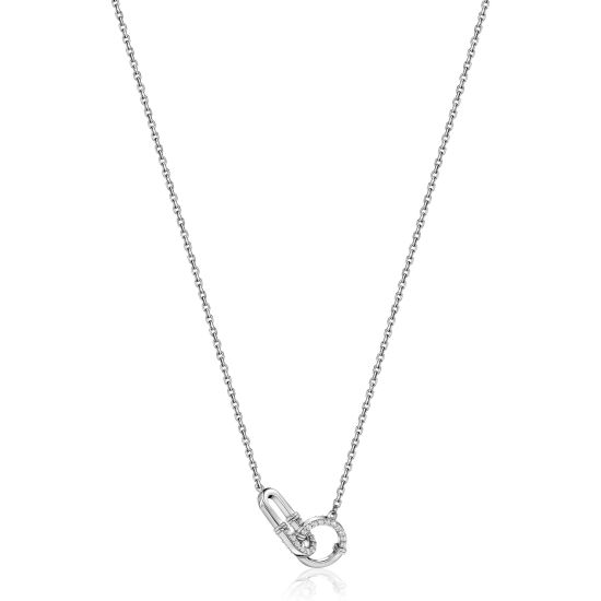 ZINZI zlv. collier verbonden rond/ovaal half zirc.