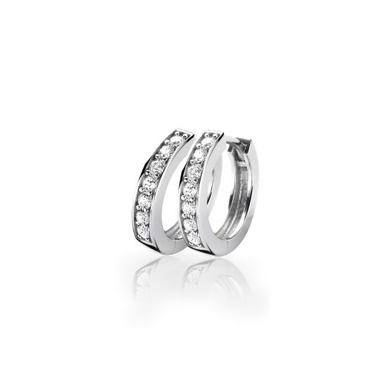 15mm ZINZI Sterling Silver Hoop Earrings White Zirconias width 3mm ZIO191Z
