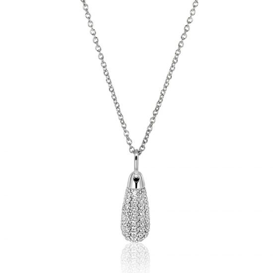 23mm ZINZI silver drop pendant set with white cubic zirconias ZIH2669 (without chain)