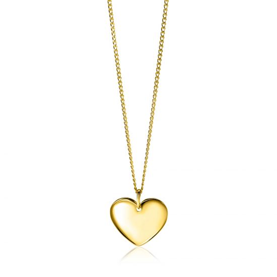 20mm ZINZI gold plated silver smooth heart pendant for engraving ZIH2346G20 (without chain)