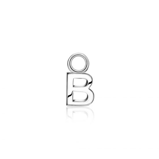ZINZI Sterling Silver Letter Earrings Pendant B price per piece ZICH2144B (excl. hoop earrings)