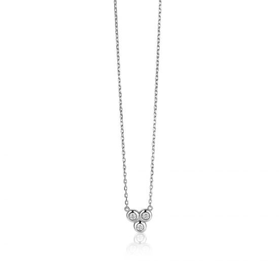 ZINZI Sterling Silver Necklace Pendant Round with White Zirconias 45cm ZIC1442