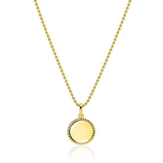 12mm ZINZI gold plated silver coin pendant with pearl rim for engraving ZIH2650G (without chain)