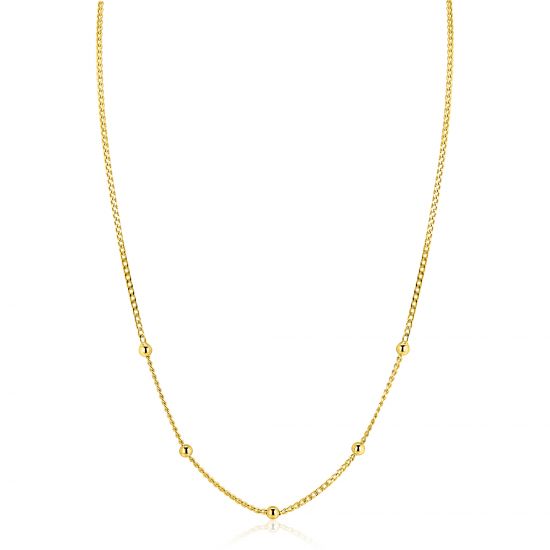 ZINZI zlv. collier gg.verg.gourmet en bolletjes 42+3cm