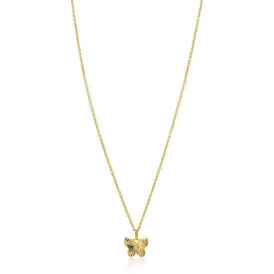 ZINZI zlv.collier gg.verg.hanger vlinder met zirc.