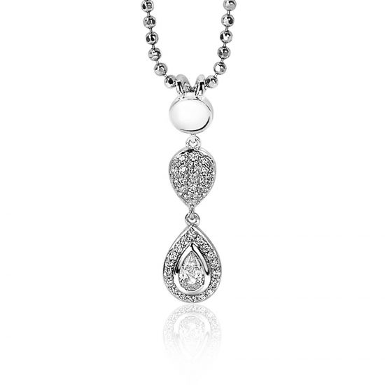 26mm ZINZI Sterling Silver Pendant Drop White Zirconias ZIH1972