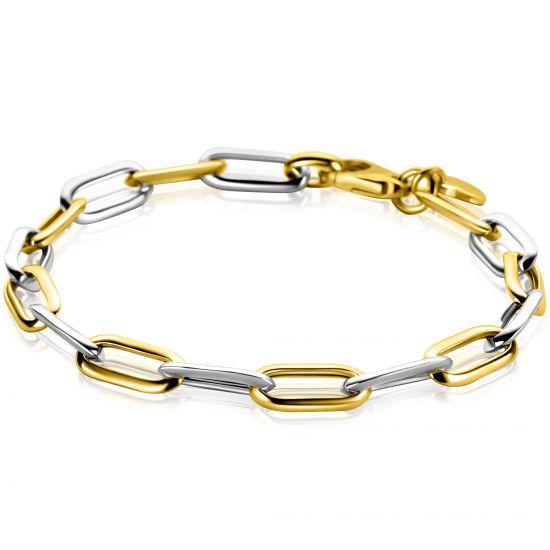 ZINZI bicolor silver oval link bracelet 6mm wide 20cm ZIA2668