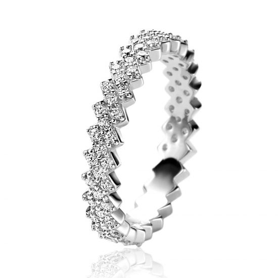 ZINZI Sterling Silver Ring with Small Rectangles White Zirconias 4mm width ZIR2547