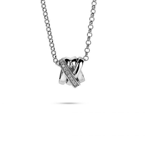 ZINZI Sterling Silver Necklace with Crossover Pendant White 42cm ZIC1791S