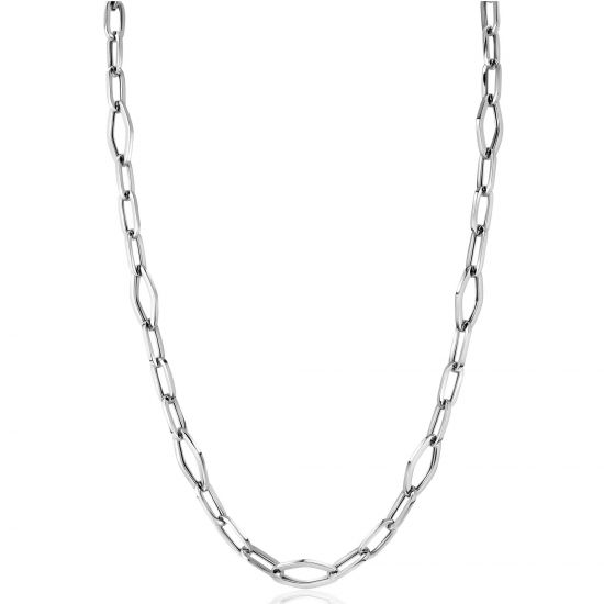 ZINZI Sterling Silver Chain Necklace with Oval and Diamond-shaped Chains (11mm) 45cm ZIC-BF65