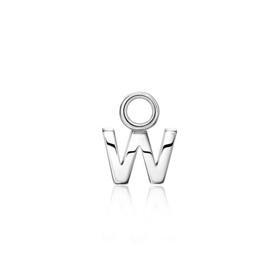 ZINZI Sterling Silver Letter Earrings Pendant W price per piece ZICH2144W (excl. hoop earrings)