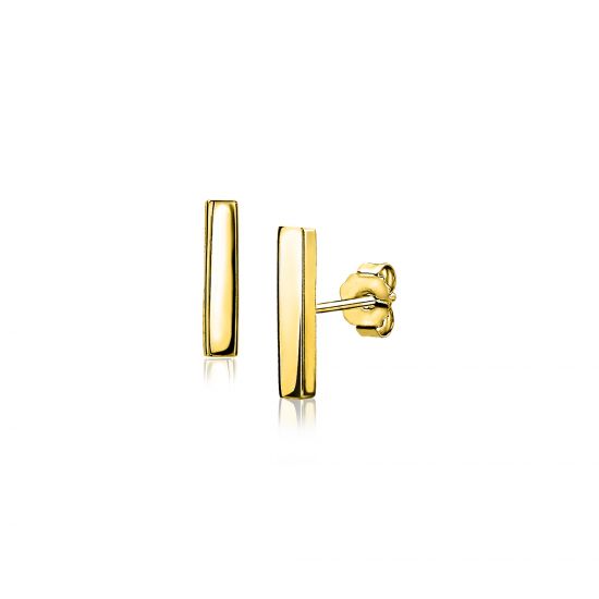 12mm ZINZI Gold Plated Sterling Silver Stud Earrings Bar ZIO1384G