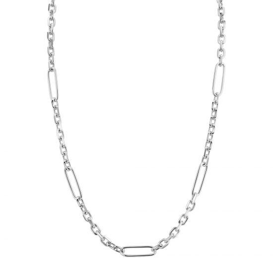 ZINZI zlv. collier schakels en paperclip 43+3cm