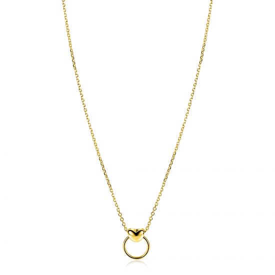ZINZI zlv. collier gg.verg. hart en open ring 42/45cm