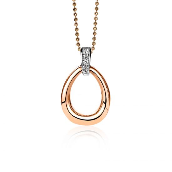 ZINZI Rose Gold Plated Sterling Silver Pendant Drop White ZIH1709 (excl. necklace)
