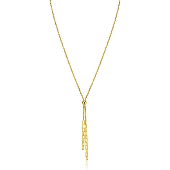 ZINZI zlv. Y-collier gg.verg.popcorn en schakels