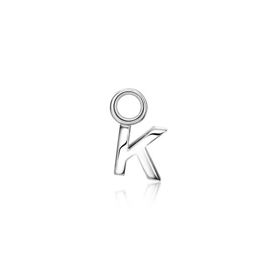 ZINZI Sterling Silver Letter Earrings Pendant K price per piece ZICH2144K (excl. hoop earrings)