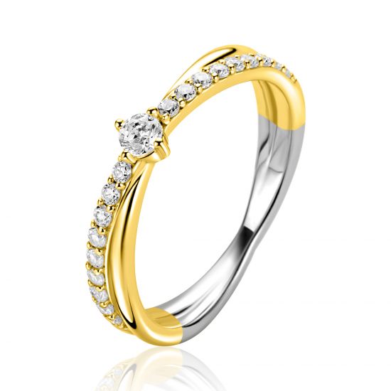 ZINZI zlv. ring gg.verg.cross-over met ziconia's mt.62
