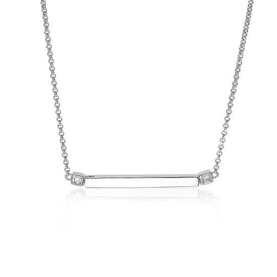 ZINZI Sterling Silver Necklace Bar White 42cm ZIC1817