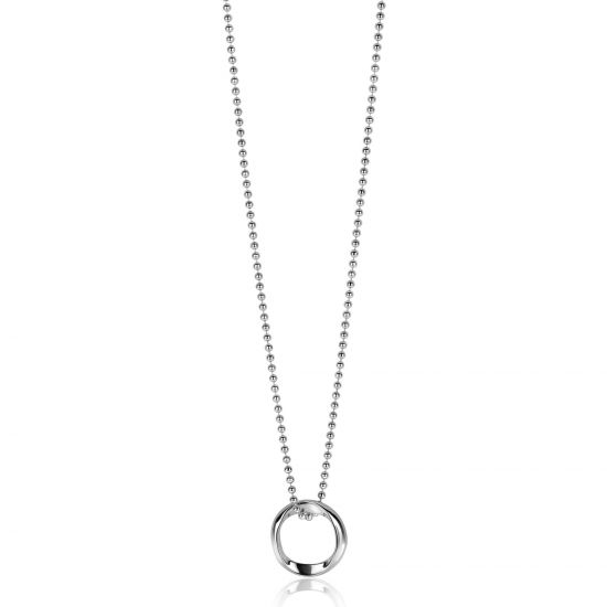 ZINZI silver bead necklace with smooth pendant in round organic shape 45-48cm ZIC2611