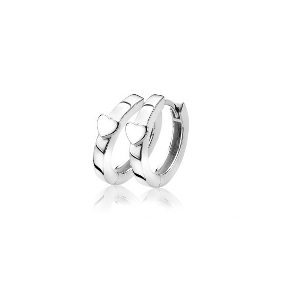15mm ZINZI Sterling Silver Hoop Earrings 15x3mm Heart ZIO1508