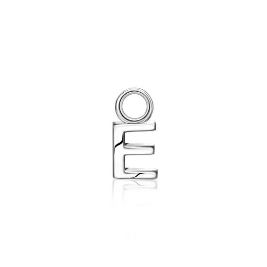 ZINZI Sterling Silver Letter Earrings Pendant E price per piece ZICH2144E (excl. hoop earrings)