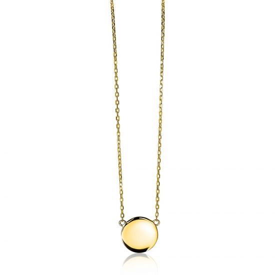 ZINZI Gold Plated Sterling Silver Necklace 43cm with Shiny Coin (15mm) to Engrave ZIC2345G