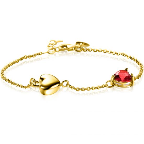 ZINZI zlv. armband gg.verg. met rood hart