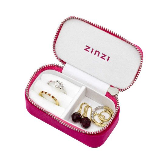 Zinzi storage box in pink suede with zipper closure, nice convenient size
