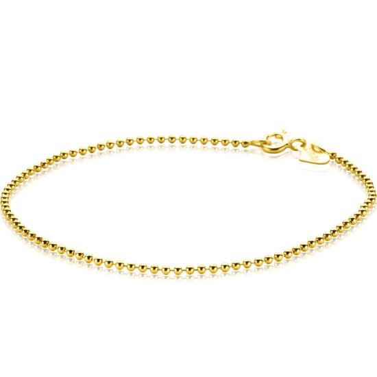 ZINZI 14K Gold Bead Chain Bracelet 1,3mm width ZGA292