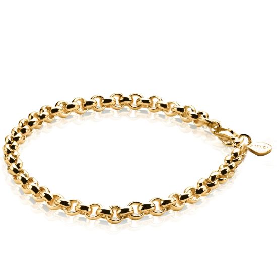 ZINZI Gold Plated Sterling Silver Chain Bracelet Rolo ZIA1009G
