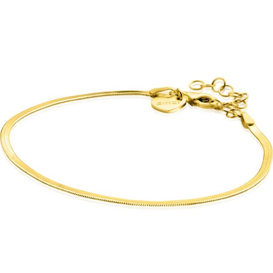 ZINZI Gold Plated Sterling Silver Flat Snake Chain Bracelet width 1.9mm ZIA2360